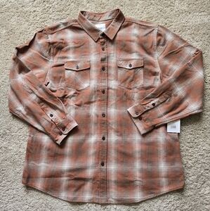 Katin Men's Casual Button Down Shirt - Rust and Cream Plaid